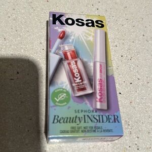 Kosas Air brow and Wet Lip Oil.